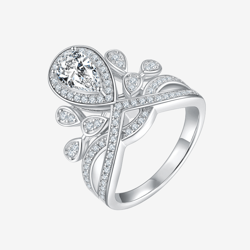 The Celestina Pear-Cut Moissanite Tiara Halo Ring - Chantal Vaulet