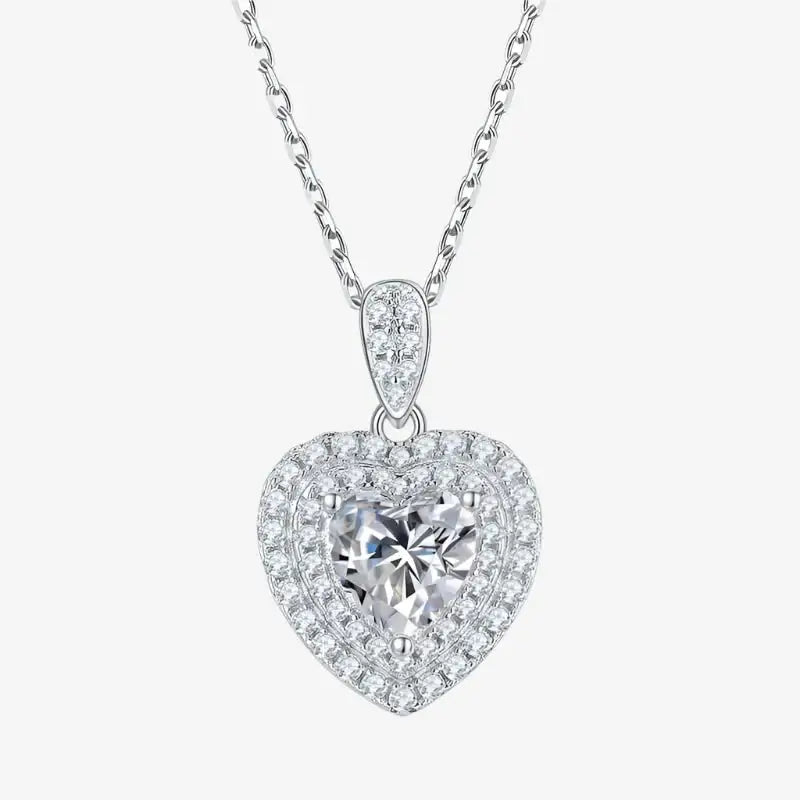 The Loravelle Moissanite Heart Halo Necklace - Chantal Vaulet