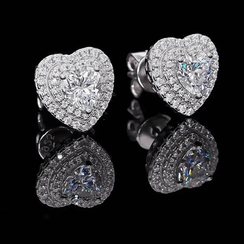 The Velarisse Moissanite Heart Halo Earrings - Chantal Vaulet