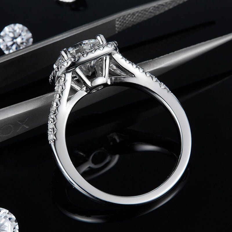 The Amara – Moissanite Halo Split Shank Ring 2CT - Chantal Vaulet