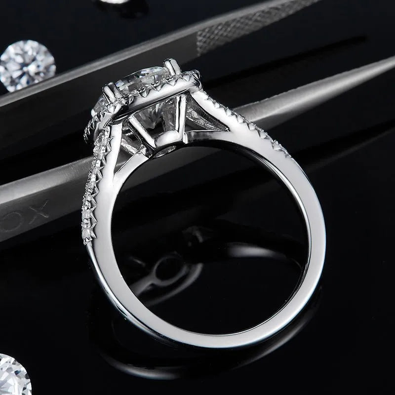 The Amara – Moissanite Halo Split Shank Ring 2CT - Chantal Vaulet