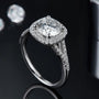The Amara – Moissanite Halo Split Shank Ring 2CT - Chantal Vaulet