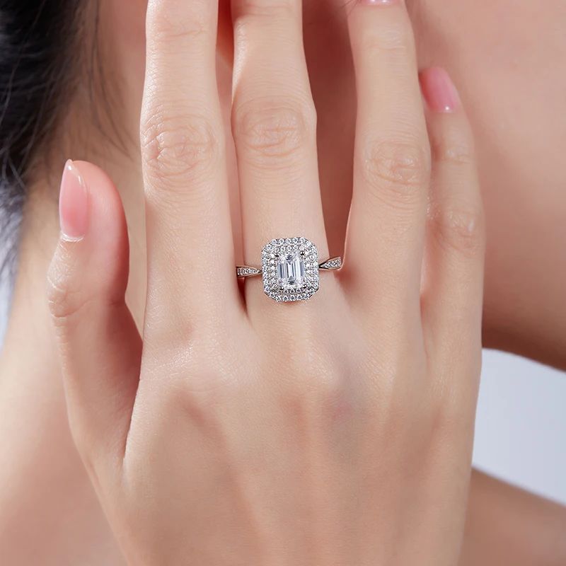 Shop The Amelina Emerald-Cut Moissanite Halo Ring today at Chantal Vaulet. Discover stunning jewelry collections, crafted for style and brilliance.