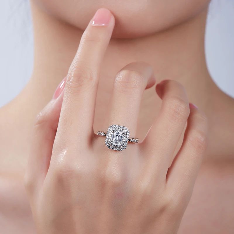 Shop The Amelina Emerald-Cut Moissanite Halo Ring today at Chantal Vaulet. Discover stunning jewelry collections, crafted for style and brilliance.