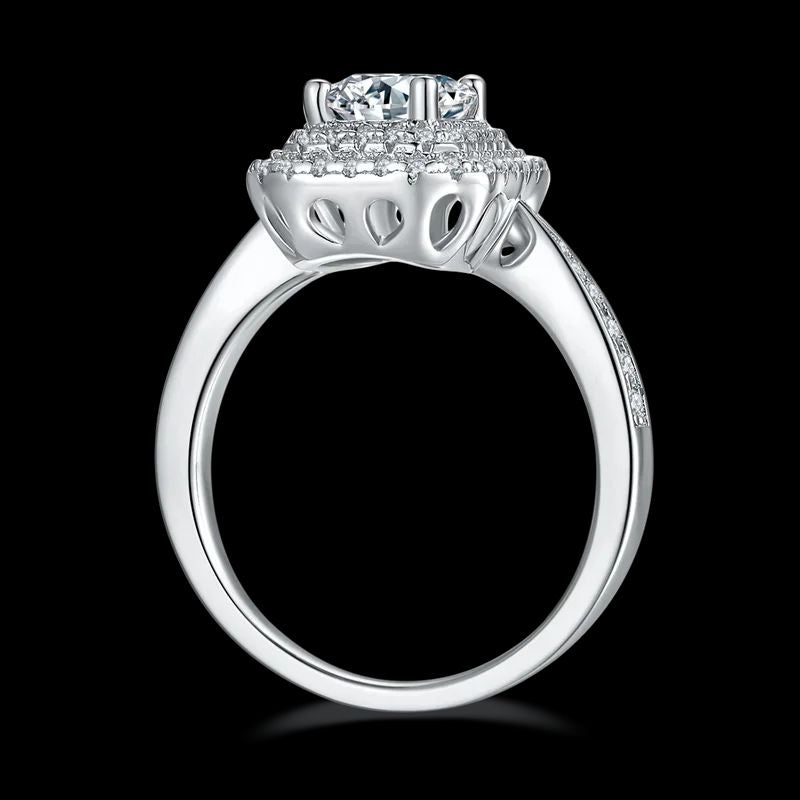 Shop The Amelina Emerald-Cut Moissanite Halo Ring today at Chantal Vaulet. Discover stunning jewelry collections, crafted for style and brilliance.