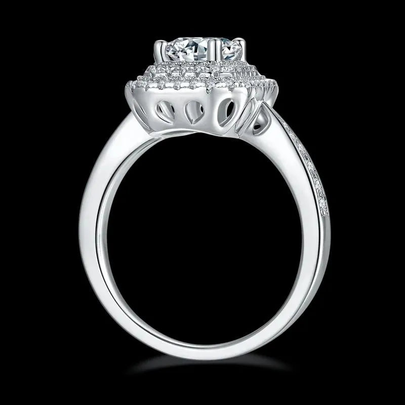 The Amelina Emerald-Cut Moissanite Halo Ring - Chantal Vaulet