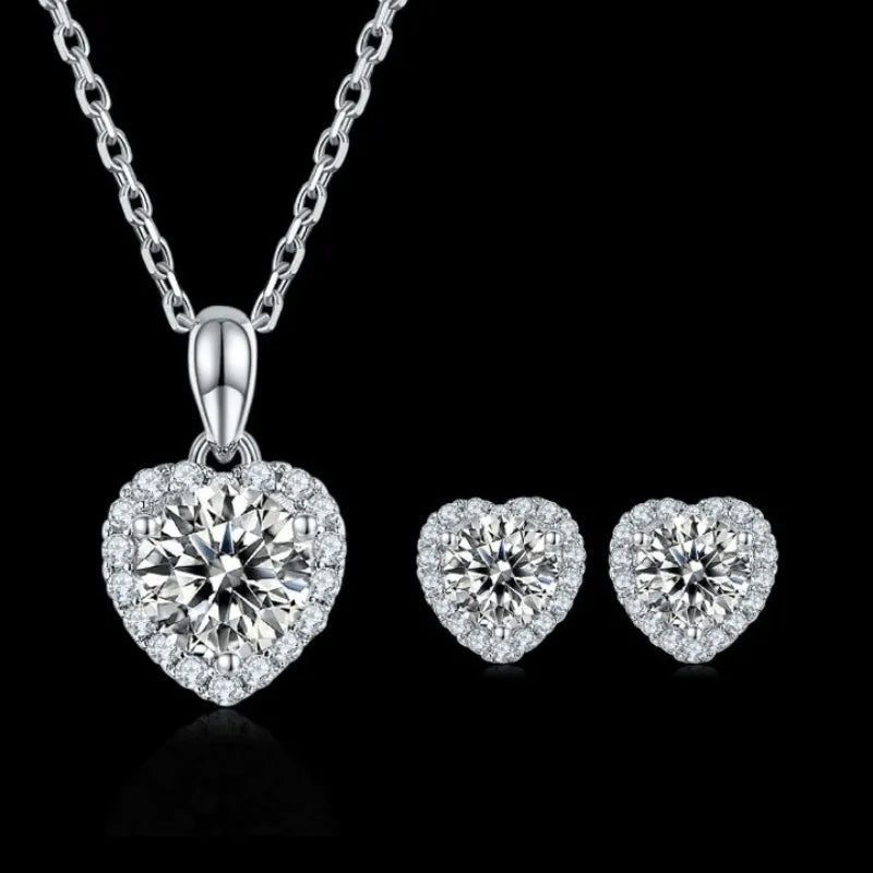 The Ameliora Moissanite Heart Halo Jewelry Set - Chantal Vaulet