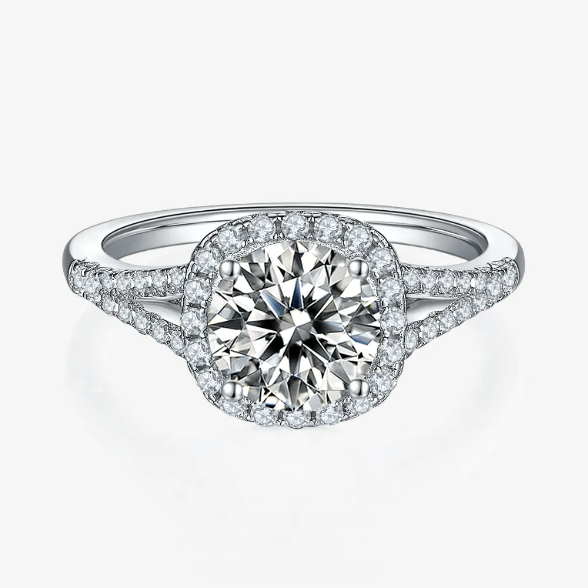 The Auretta – Moissanite Halo Split-Shank Ring 1.5CT - Chantal Vaulet