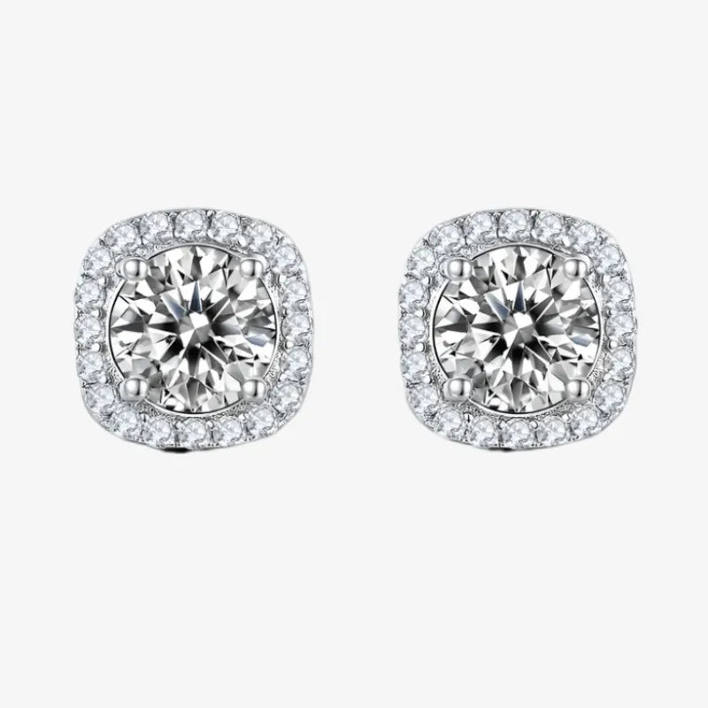 The Aurette Moissanite Halo Stud Earrings - Chantal Vaulet