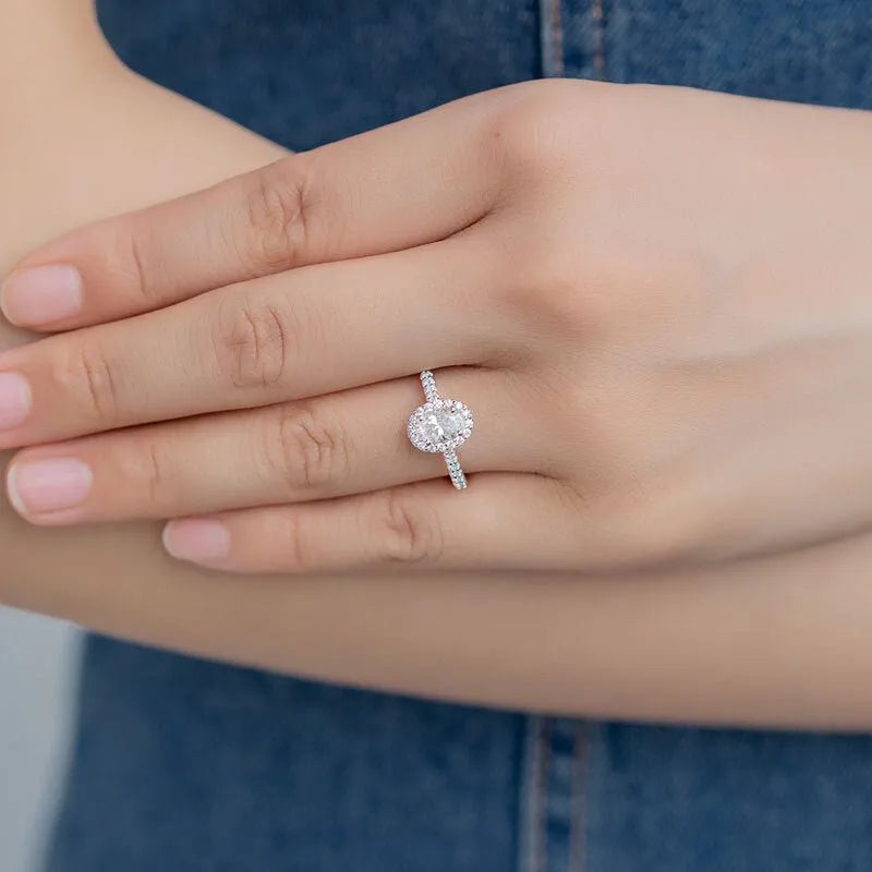 The Calivianne Moissanite Oval Halo Engagement Ring - Chantal Vaulet