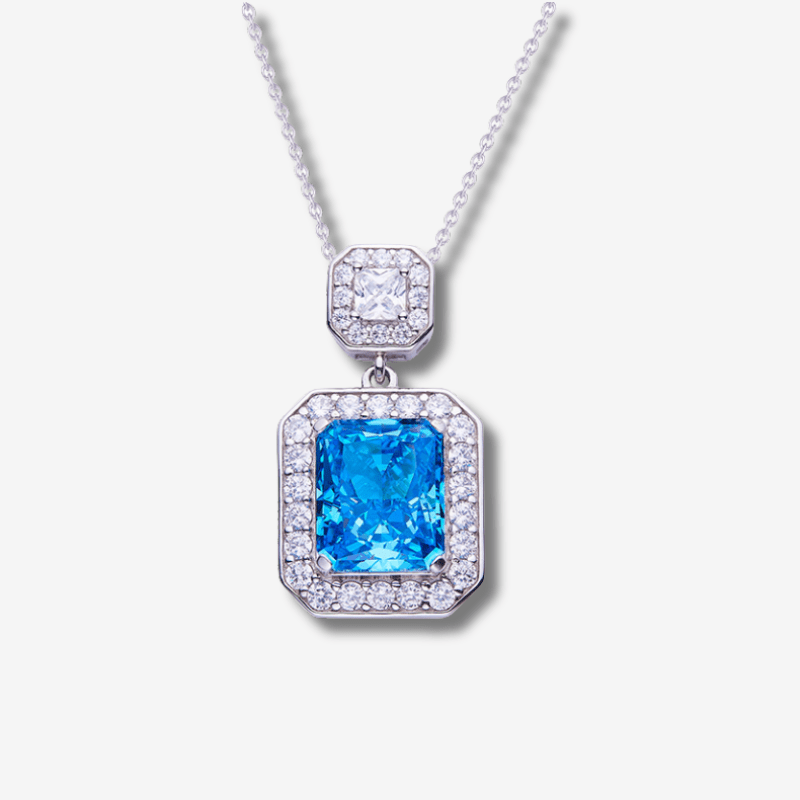 The Calyndra Gemstone Double Halo Necklace - Chantal Vaulet
