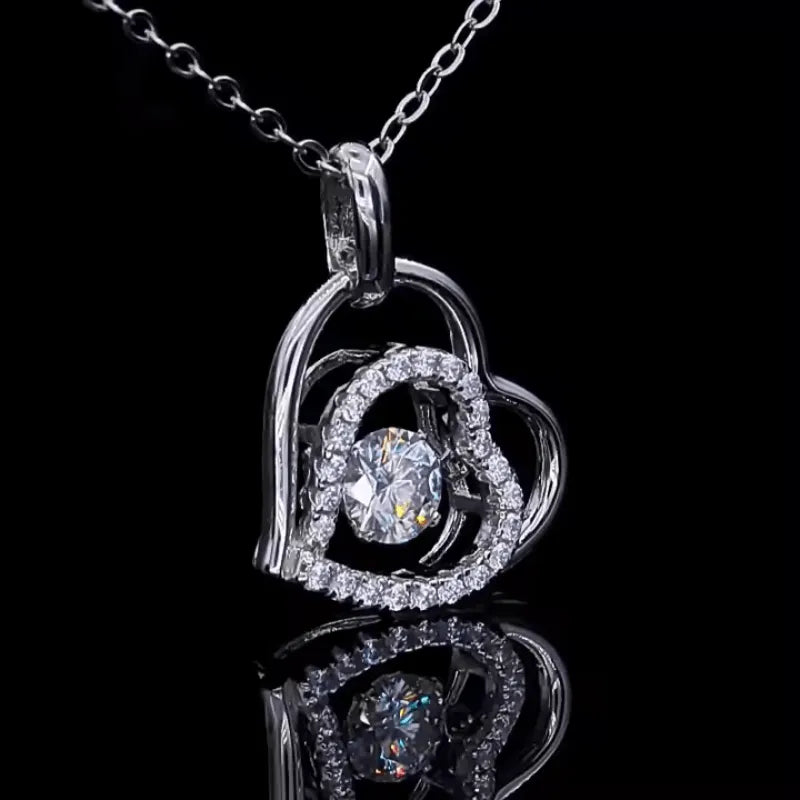 The Carencia Moissanite Dancing Heart Necklace - Chantal Vaulet
