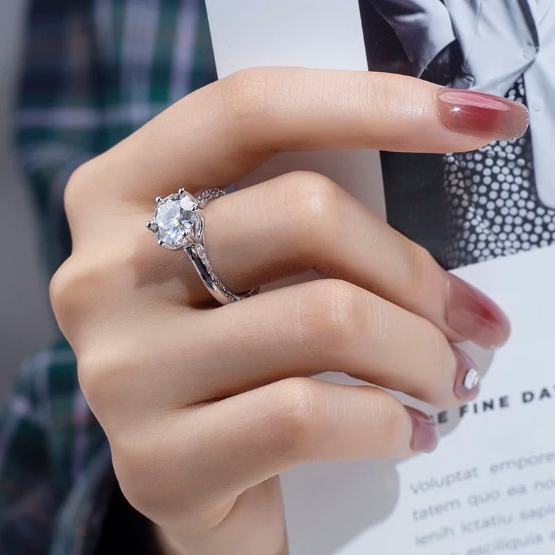 The Celestia 3CT Round-Cut Moissanite or Lab Diamond Engagement Ring – 9K/14K Gold & Platinum
