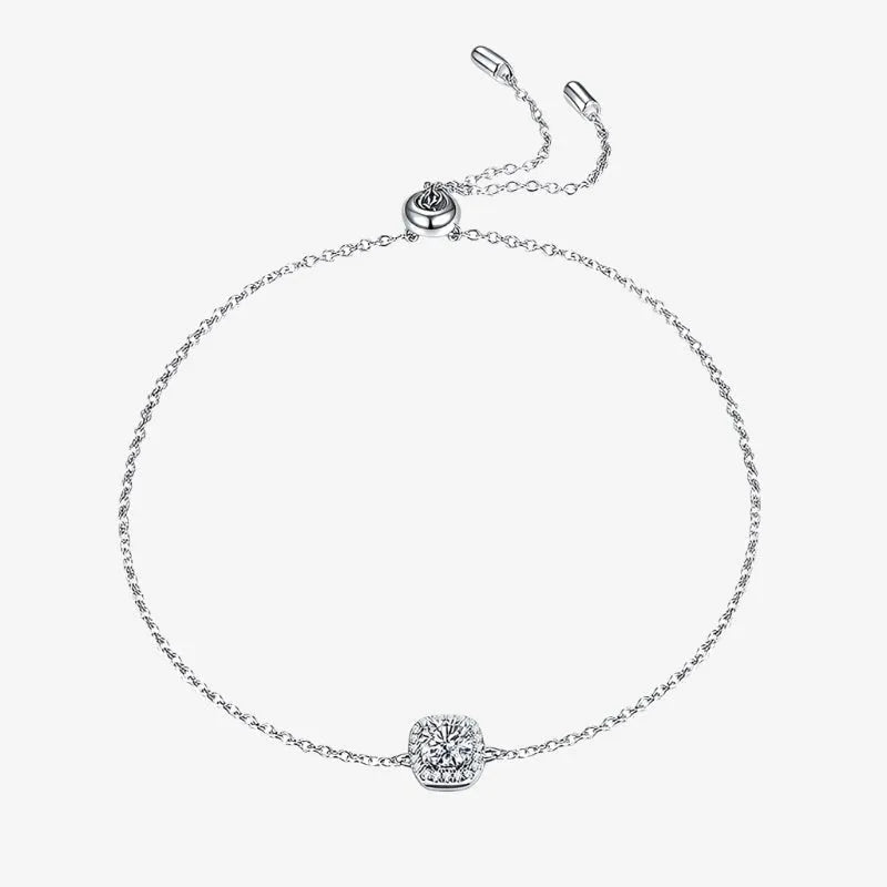 The Elaria Moissanite Halo Adjustable Bracelet - Chantal Vaulet