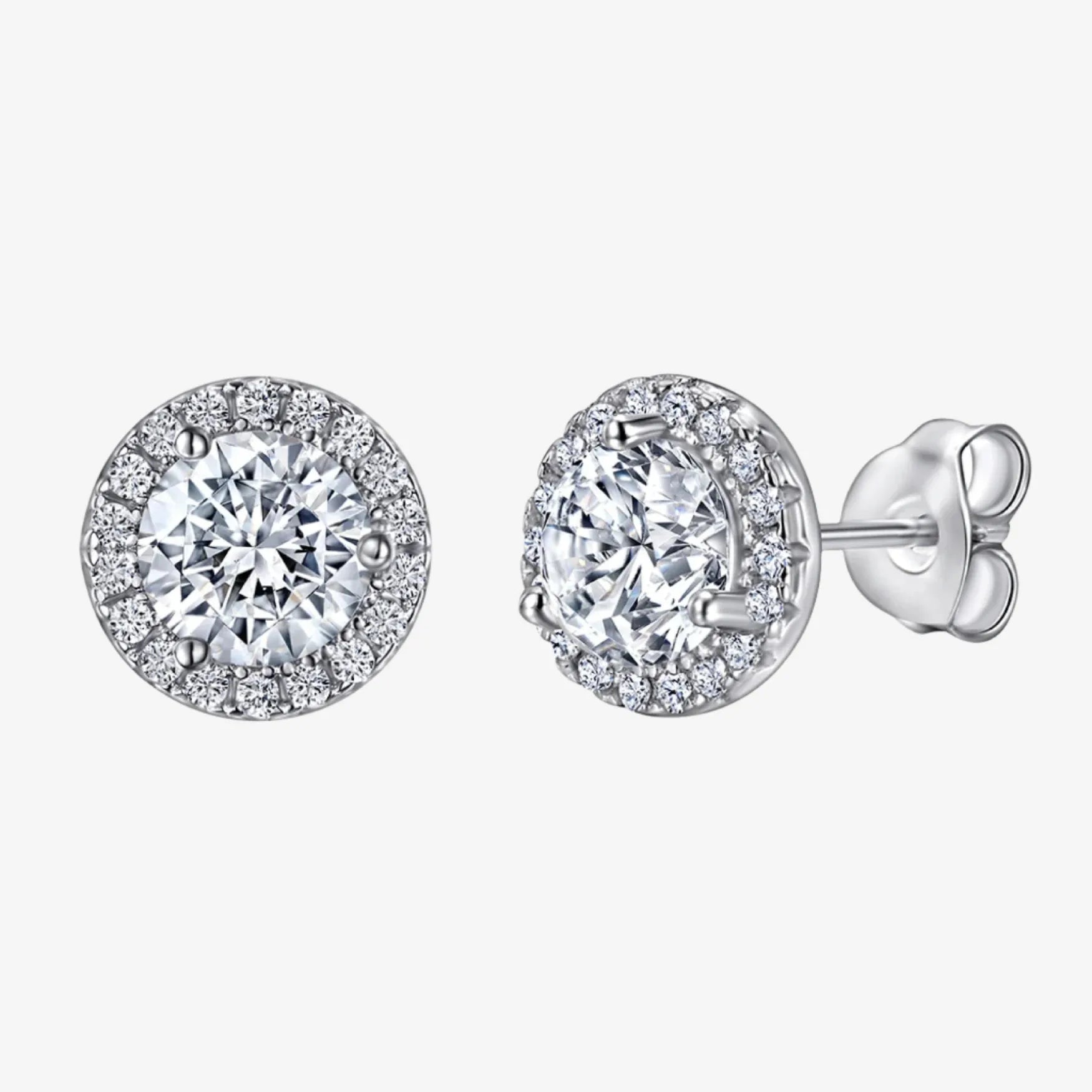 The Elenara Moissanite Halo Stud Earrings - Chantal Vaulet