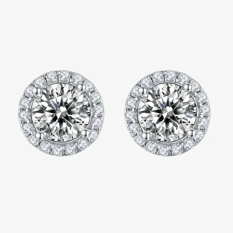 The Elenara Moissanite Halo Stud Earrings - Chantal Vaulet