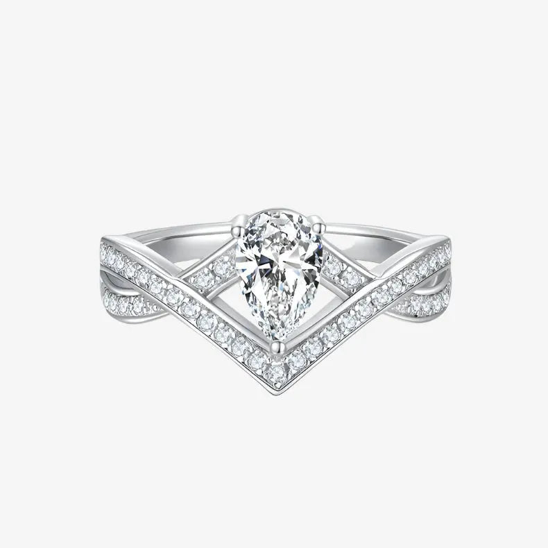 The Elira Pear-Cut Moissanite Chevron Ring - Chantal Vaulet