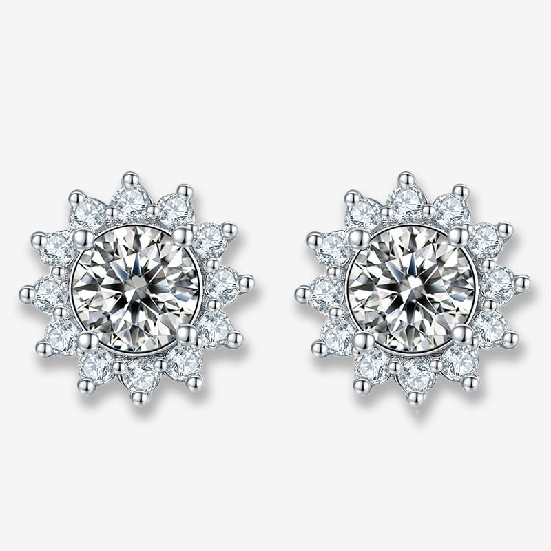 The Florina Moissanite Sunburst Halo Stud Earrings - Chantal Vaulet