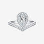 The Lilia Pear-Cut Moissanite Chevron Halo Ring - Chantal Vaulet