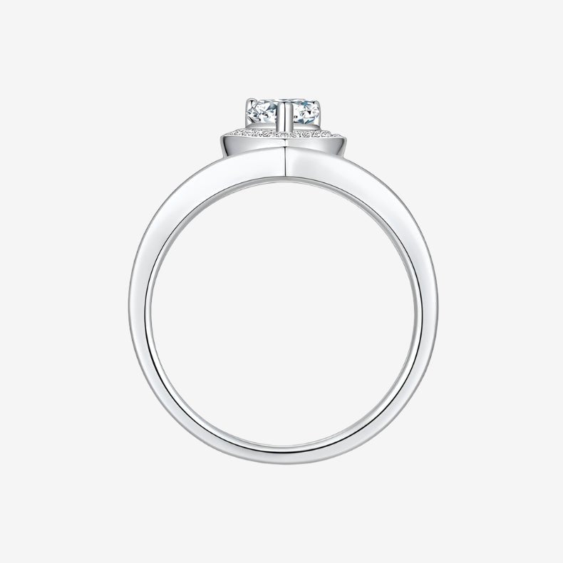 The Lilia Pear-Cut Moissanite Chevron Halo Ring - Chantal Vaulet