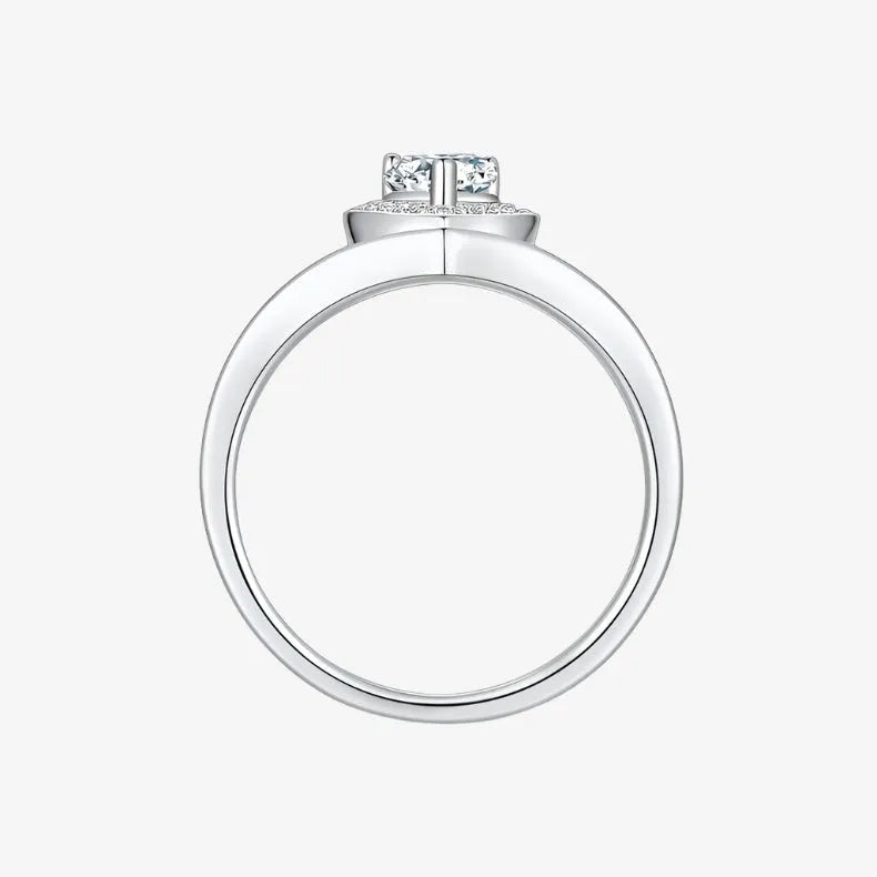 The Lilia Pear-Cut Moissanite Chevron Halo Ring - Chantal Vaulet