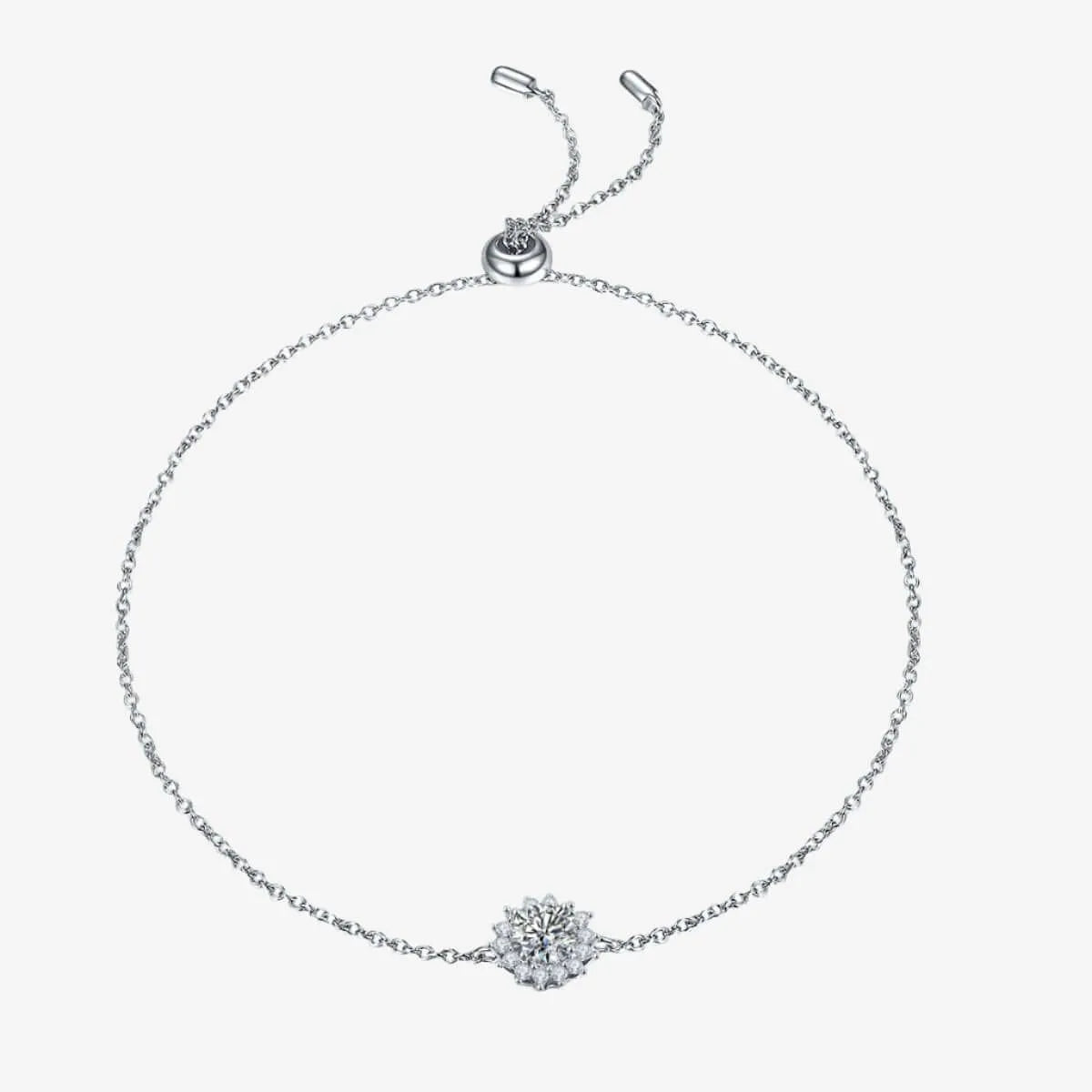 The Liva Moissanite Halo Adjustable Bracelet - Chantal Vaulet