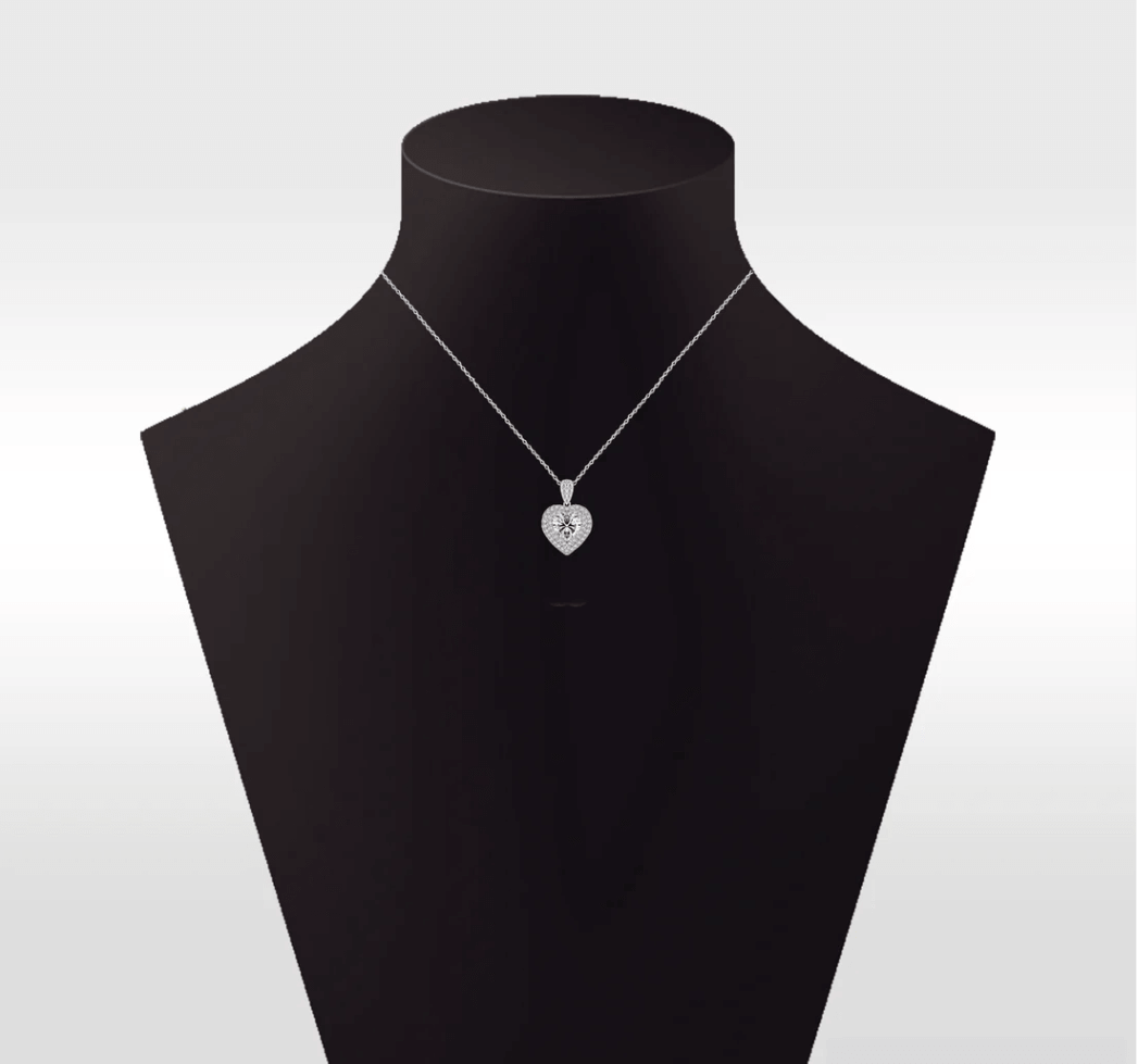The Loravelle Moissanite Heart Halo Necklace - Chantal Vaulet
