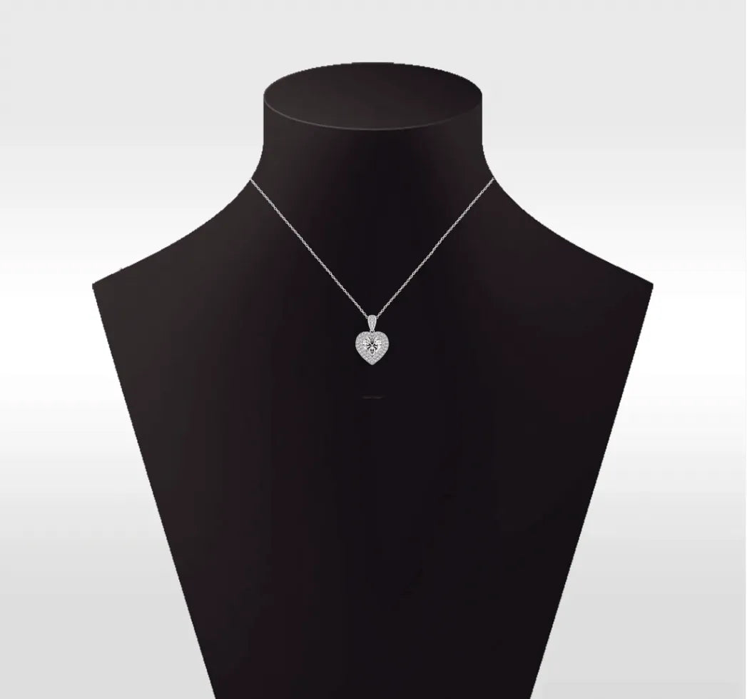 The Loravelle Moissanite Heart Halo Necklace - Chantal Vaulet