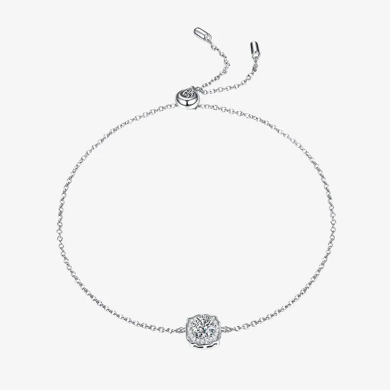 The Luvia Moissanite Halo Adjustable Bracelet - Chantal Vaulet