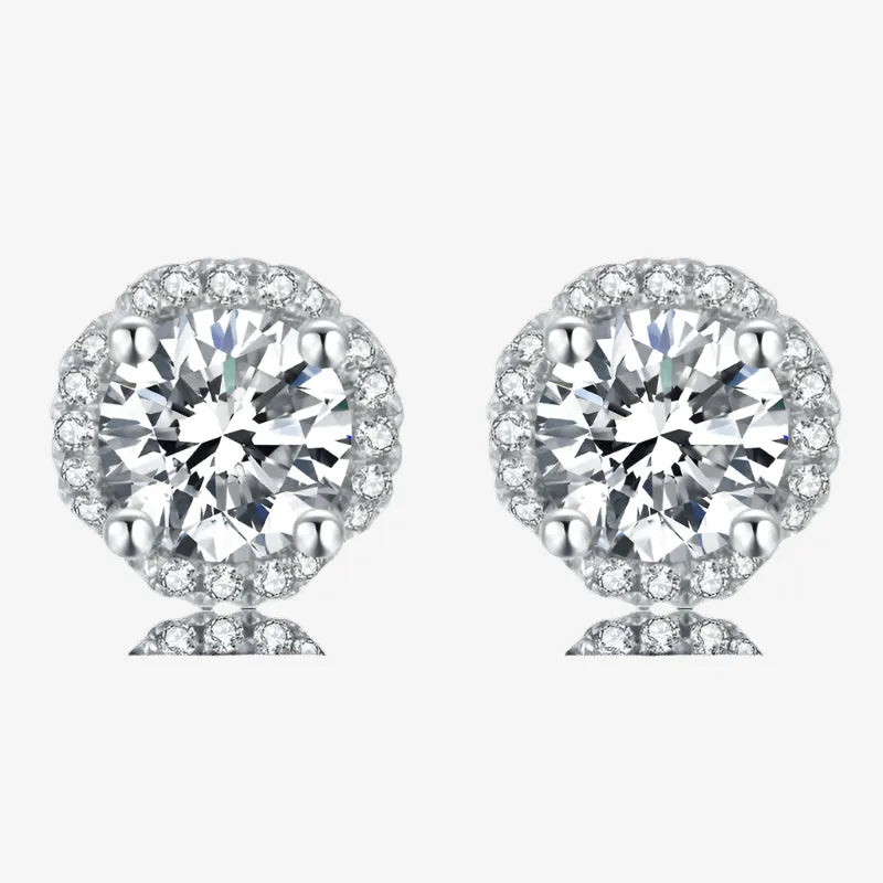 The Mireya Moissanite Halo Stud Earrings - Chantal Vaulet