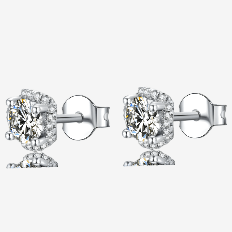 The Mireya Moissanite Halo Stud Earrings - Chantal Vaulet