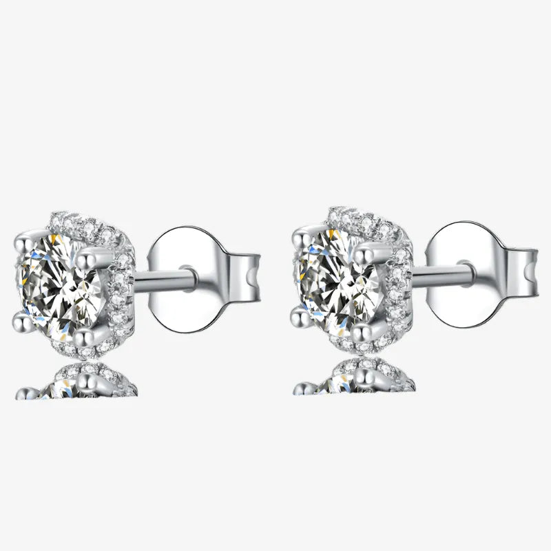 The Mireya Moissanite Halo Stud Earrings - Chantal Vaulet
