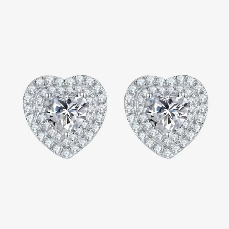 The Velarisse Moissanite Heart Halo Earrings - Chantal Vaulet