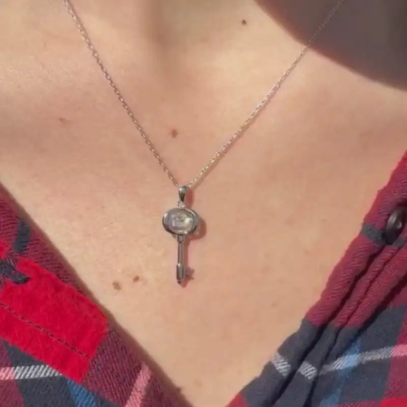The Keylara Moissanite Dancing Key Necklace