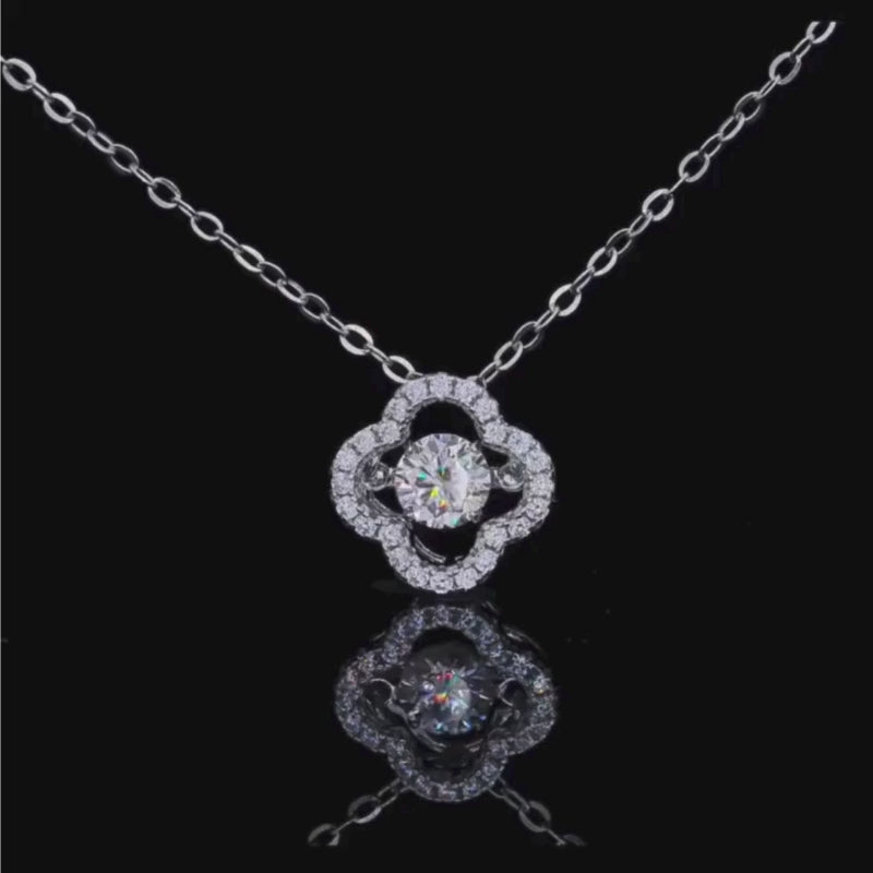 The Claravelle Moissanite Dancing Clover Necklace