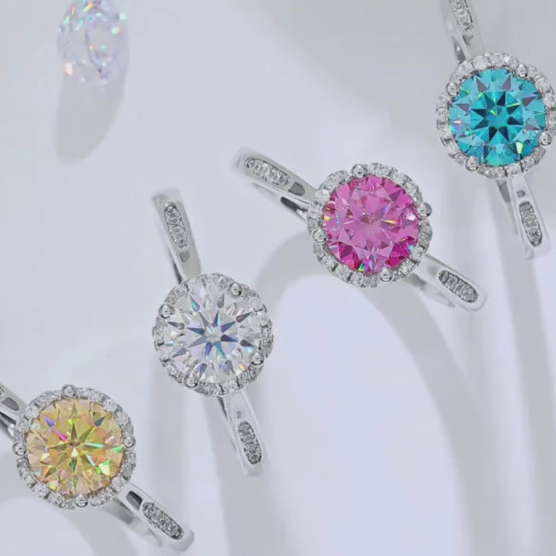 Colorful Moissanite rings in various shades, showcasing elegance and brilliance for engagement or wedding! 💍✨ #AmazingValue