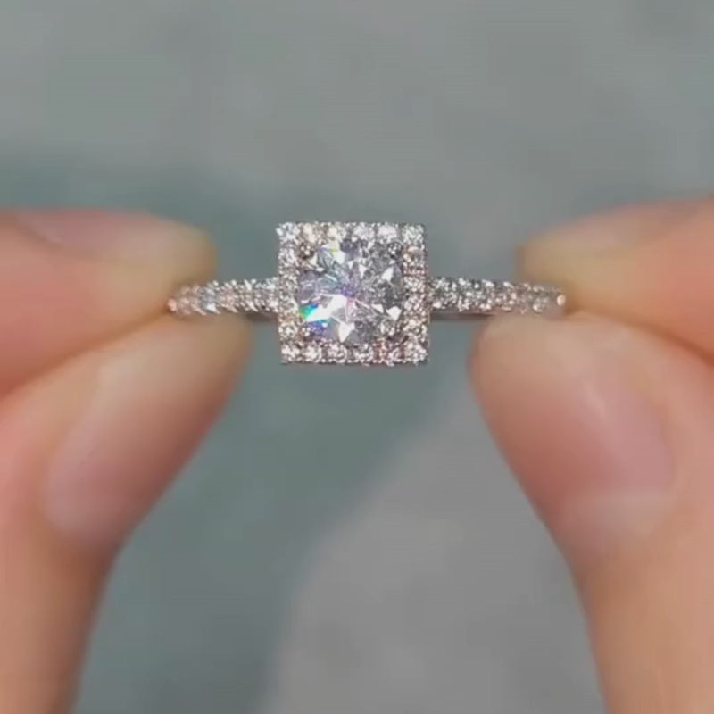 De Amorette – Moissanite Halo-verlovingsring 0,5 CT