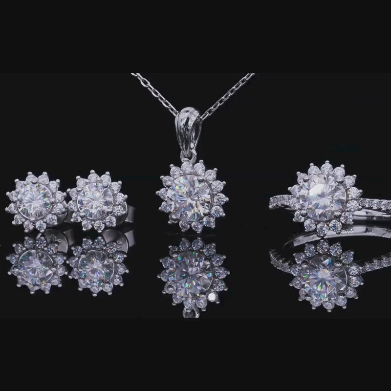 Shop The Clarielle Moissanite Sunburst Necklace today at Chantal Vaulet. Discover stunning jewelry collections, crafted for style and brilliance.