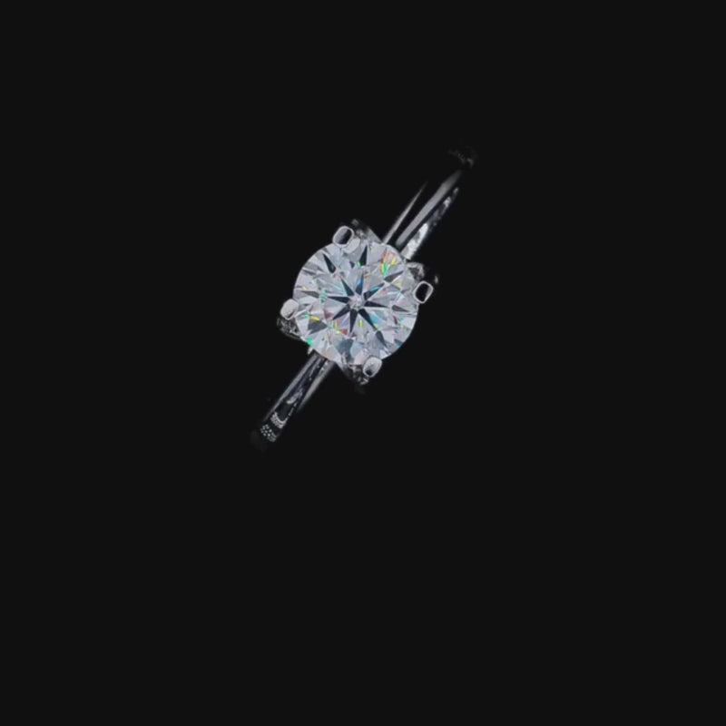 Stunning Moissanite solitaire engagement ring 💍✨ 1CT round-cut gem in sleek prong setting, a timeless wedding choice!