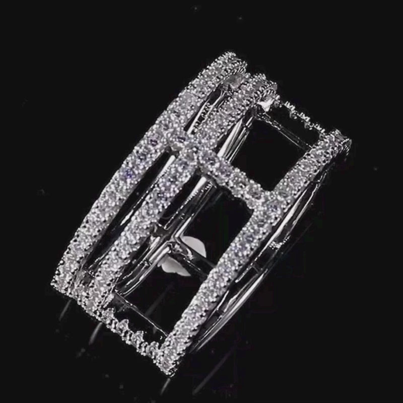 The Cressida Moissanite Triple-Band Ring ✨ - 0.5CT, an architectural design perfect for engagements and weddings 💍, amazing value!