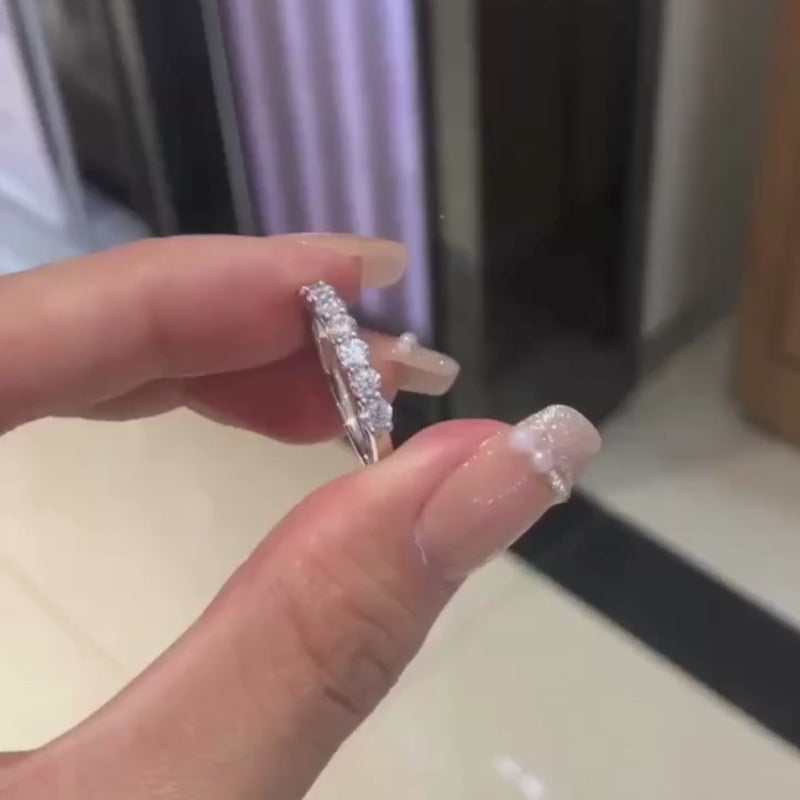 The Calina Moissanite Seven-Stone Band 0.7 CT video closeup