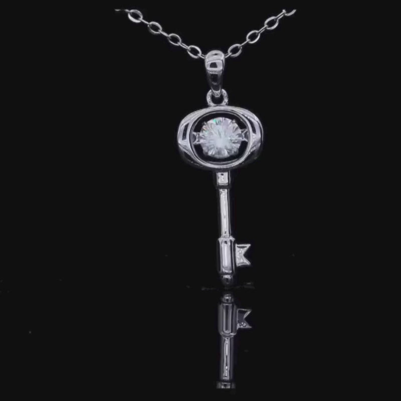 The Keylara Moissanite Dancing Key Necklace