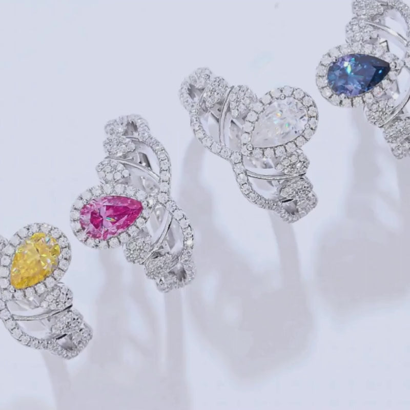 Shop The Evelisse Pear-Cut Moissanite Tiara Ring today at Chantal Vaulet. Discover stunning jewelry collections, crafted for style and brilliance.