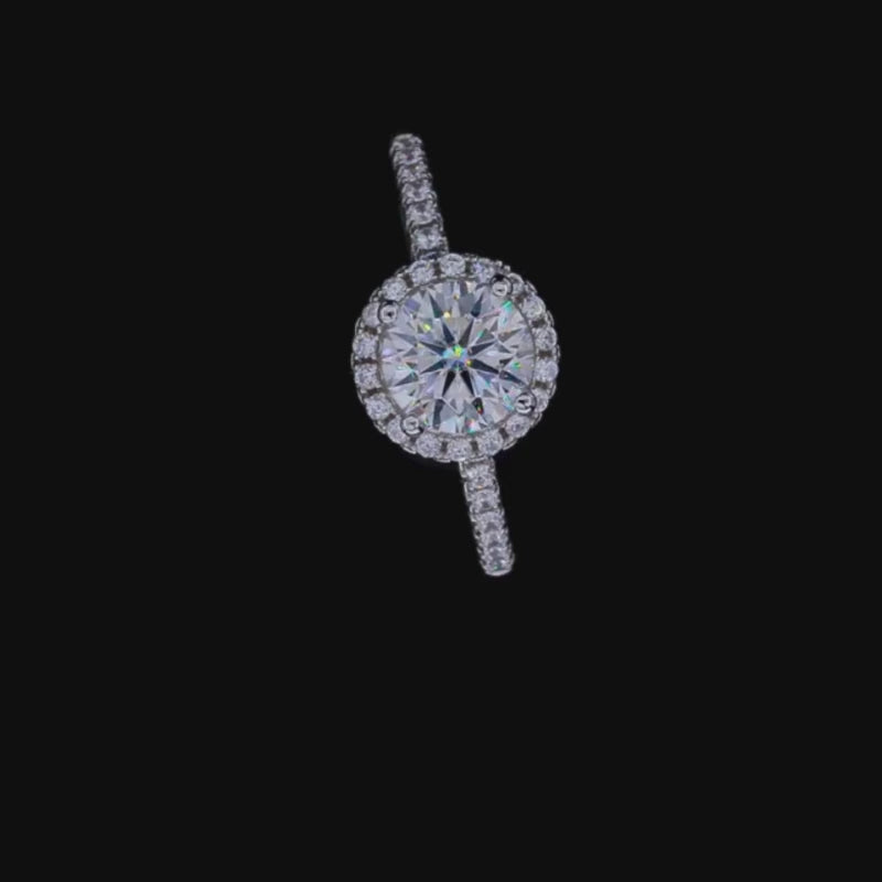 Evelora Moissanite Halo Ring 💍✨ featuring a 1.0CT center stone and pavé halo, perfect for engagement or wedding. Amazing value!