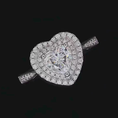 Elenora Heart-Cut Moissanite Halo Ring 💍✨ - a stunning 1.0CT heart stone with a double halo, perfect for engagement or wedding! 💖