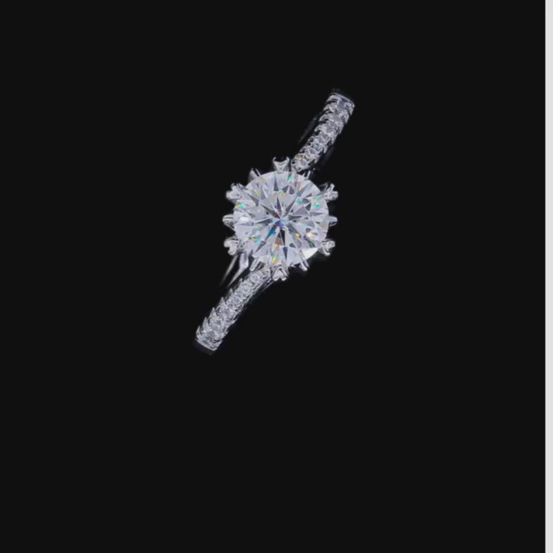 The Lillian Moissanite Engagement Ring 💍✨ featuring a 1CT round-cut stone and elegant accent stones.