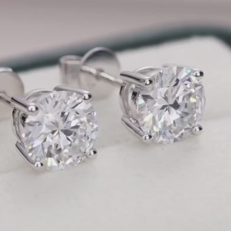 The Iris Round Moissanite Earrings video