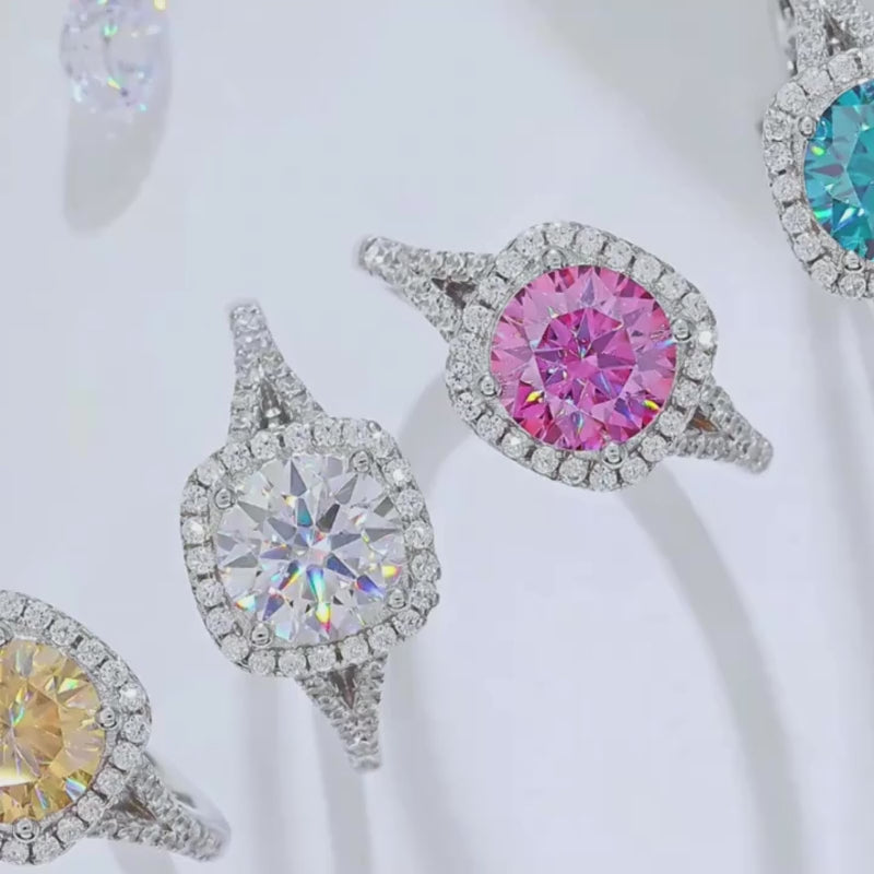 Shop The Amara – Moissanite Halo Split Shank Ring 2CT today at Chantal Vaulet. Discover stunning jewelry collections, crafted for style and brilliance.