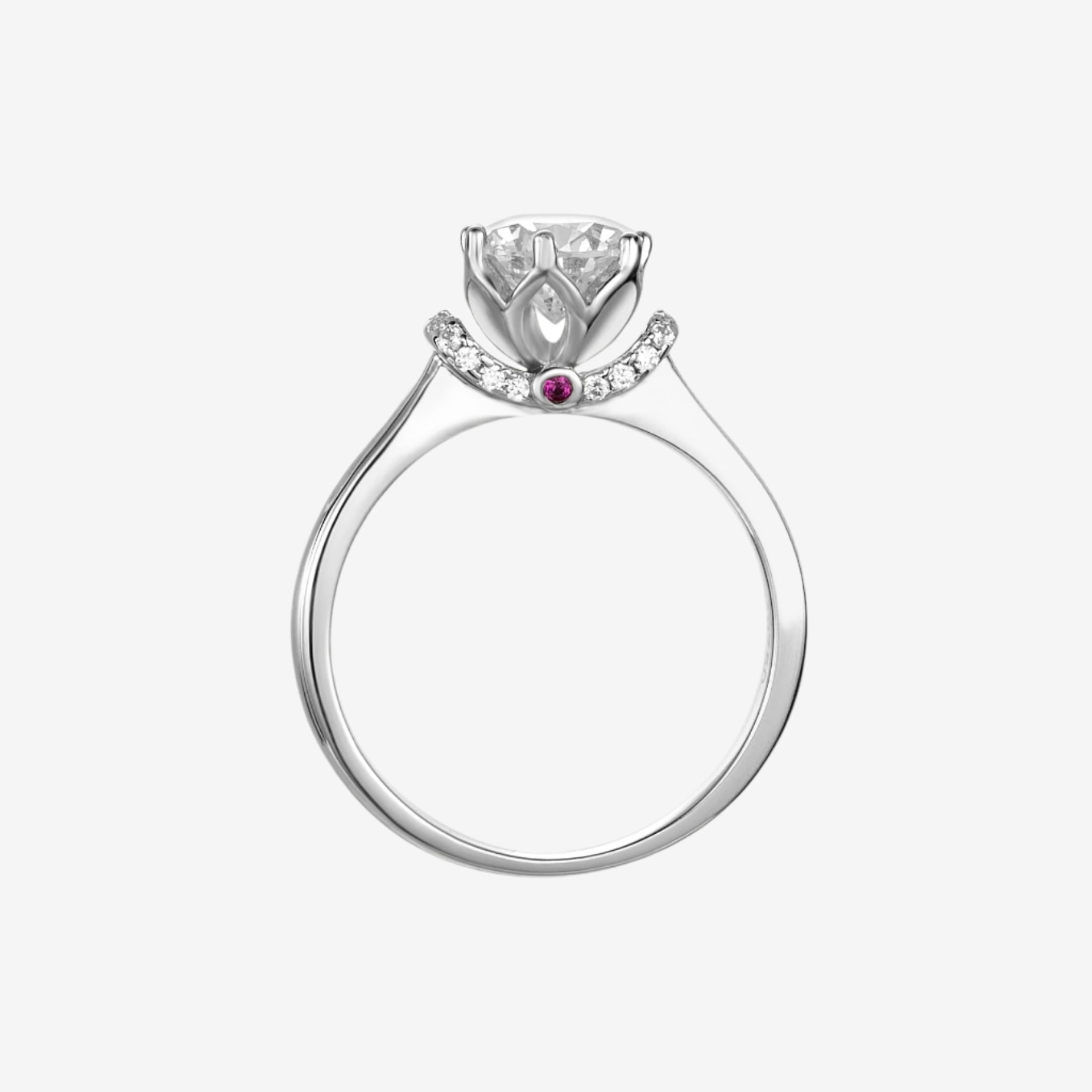 Rosalind Moissanite Engagement Ring 💍✨ featuring 1.0ct center stone and ruby accent, perfect for weddings!