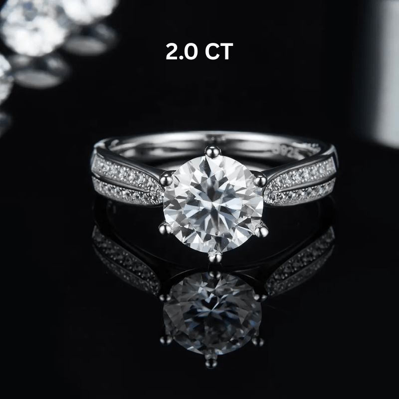 Gorgeous 2.0CT round-cut Moissanite ring with zirconia accents; perfect for engagement or wedding 💍✨ #amazingvalue